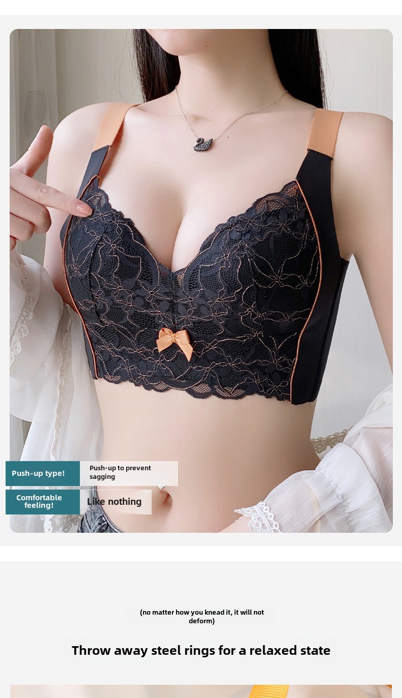 Große Größen Unterwäsche Damen Dünner Push-Up Verstellbarer Brustverschluss für dicke Mädchen Kleine Größe Mädchen Latex Spitzen-BH_voghion.com