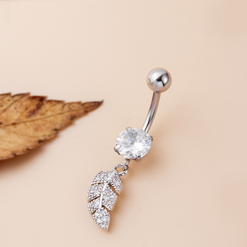 Fashion Flower Butterfly Stainless Steel Copper Plating Inlay Zircon Belly Ring 1 Piece