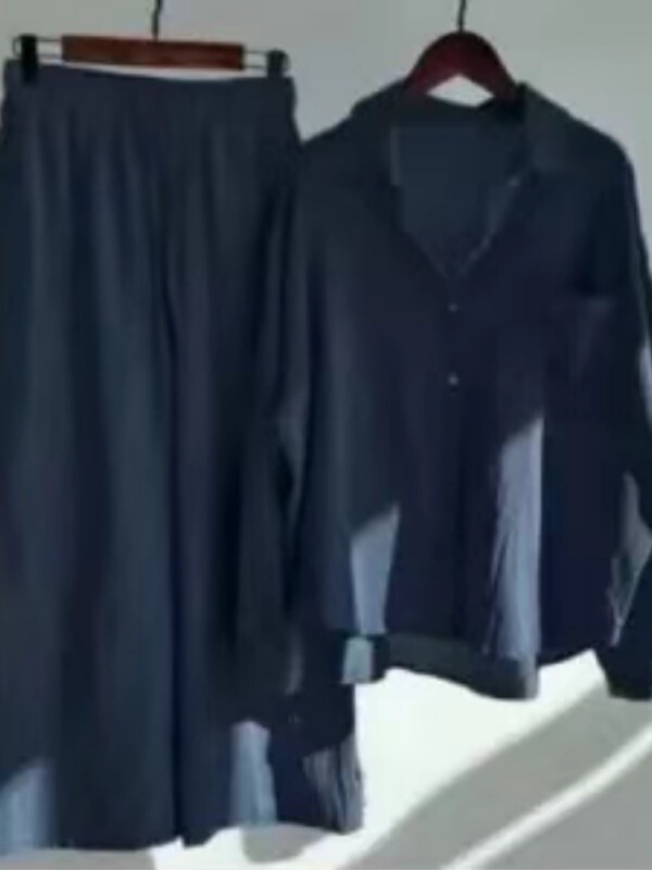 2025 Cross-Border Amazon Women's Retro Plus Size Cotton and Linen Shirt Suit High Waist Loose Pants Two-Piece Set for Women