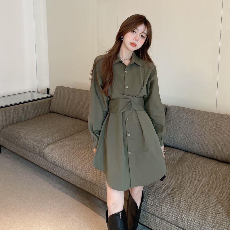 2023 early Spring and Autumn New polo shirt dress fashion suit pants waist-tight design sense spring and autumn women's fashion 2023 early Spring and Autumn New polo shirt dress fashion suit pants waist-tight design sense spring and autumn women's fashion