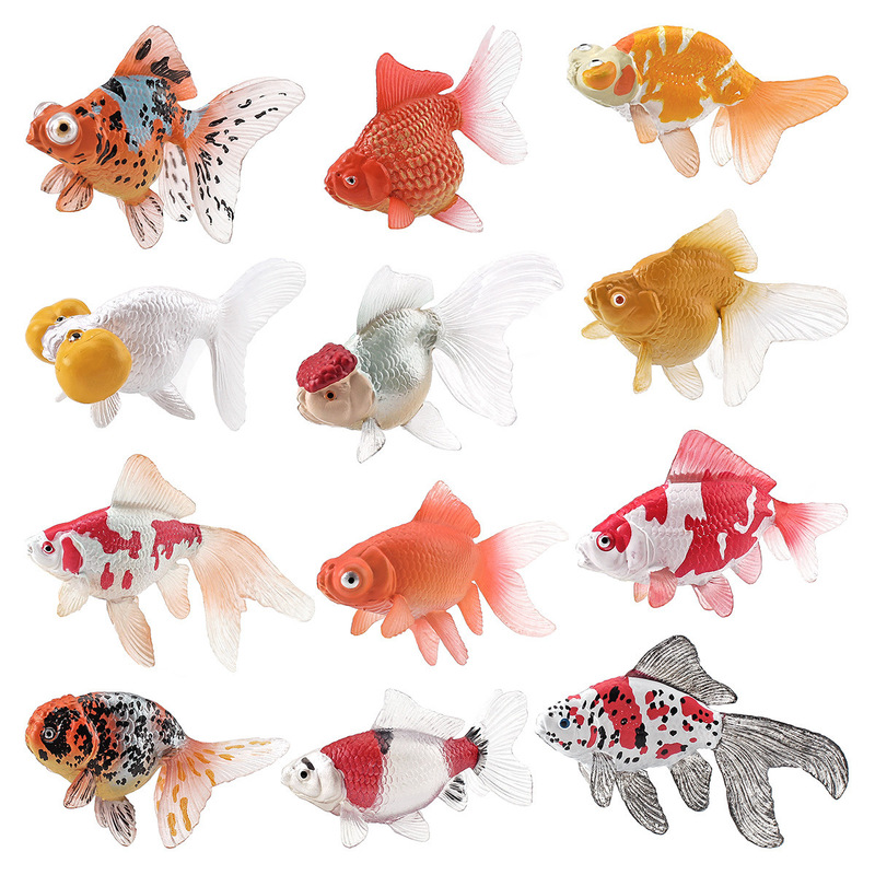 Cross-Border Export Simulation Ornamental Fish with Base Model Mini Goldfish Koi Set Ocean Static Ornament Toy