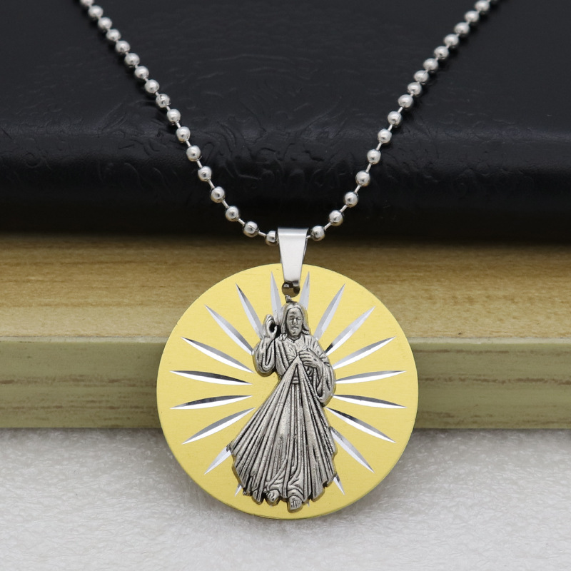 慈悲耶稣金色项链