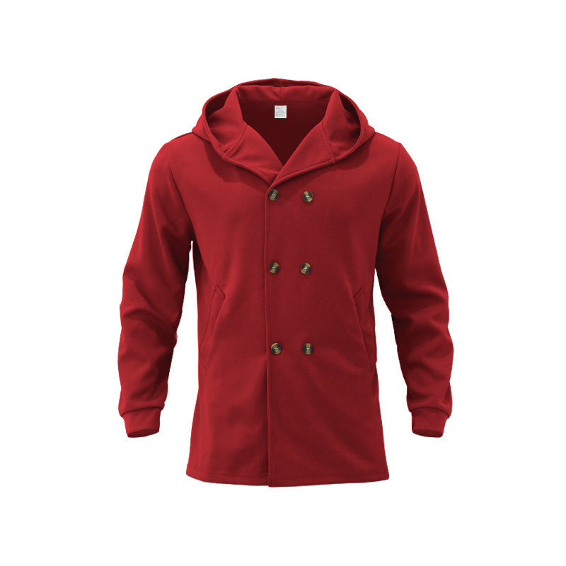 2024 New Men's Mid length Slim Fit Windbreaker Hooded Casual Solid Coat_voghion.com