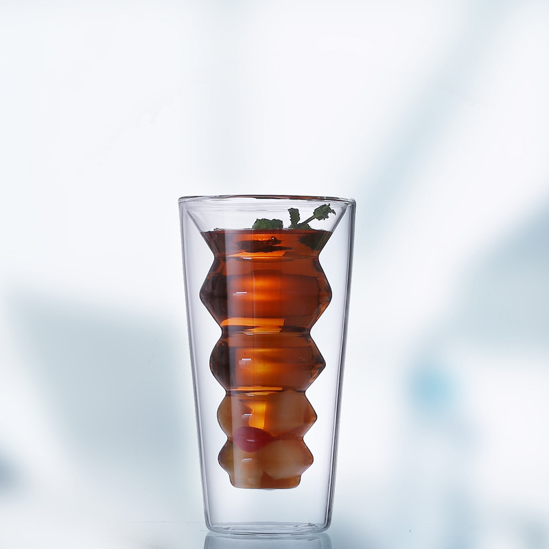Espiral creativo forro de doble capa Copa de whisky Copa de vino vidrio Hogar personalizado aislado de doble capa de agua
