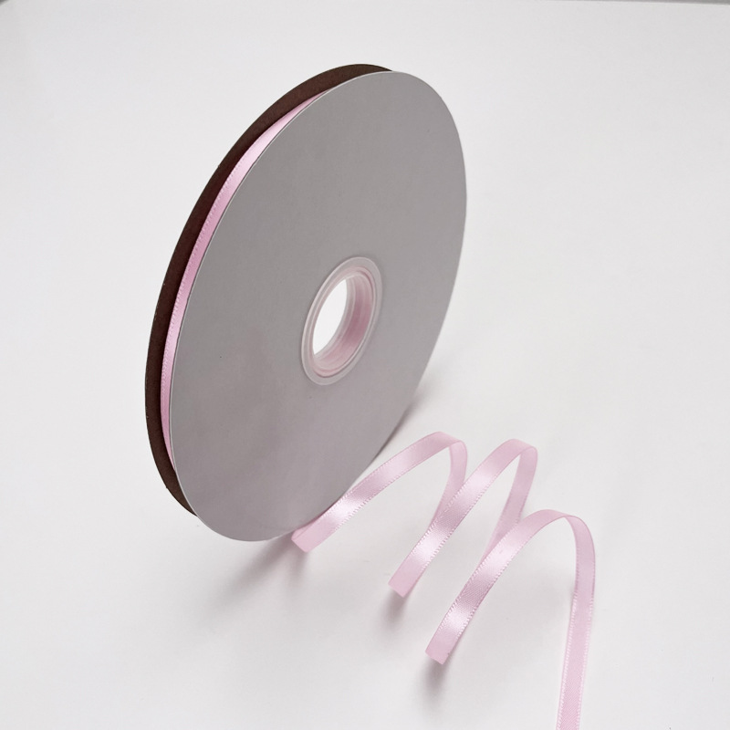 0,6-4CM de ancho rollo cinta rosa claro regalo al por mayor flores pastel de frutas embalaje cinturón de poliéster