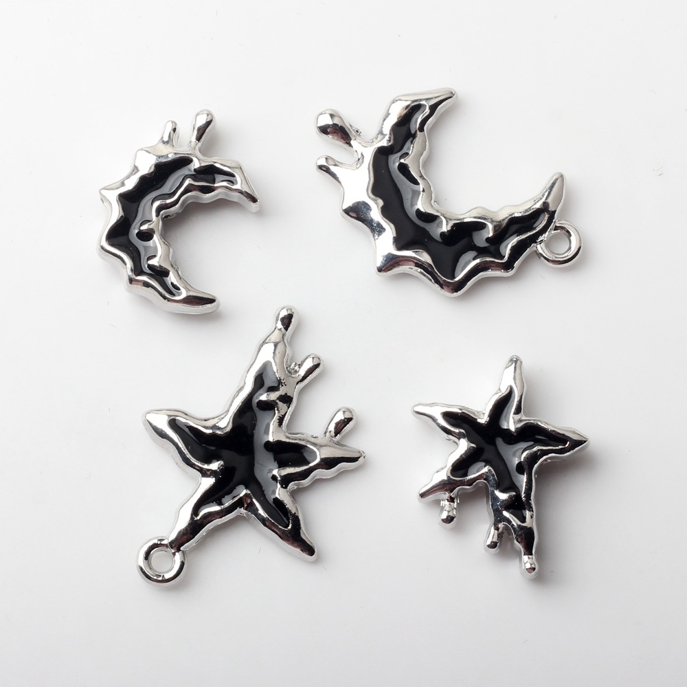 80g Weight Pendant Jewelry Making Type DIY Jewelry Accessories, Earrings Classification 10 PCS/Package Quantity Alloy Material Star, Moon Pattern Simple Style, Korean Style Style Enamel, Enamel, Plating Craft Black Color 10 PCS/Package Alloy Star Moon Pendant DIY Jewelry Accessories Earrings 4