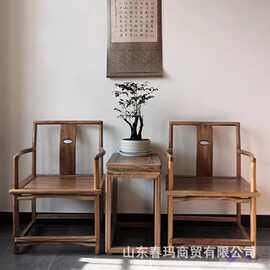 老榆木新中式海棠椅家用客厅飘窗休闲懒人靠背椅小院待客太师椅