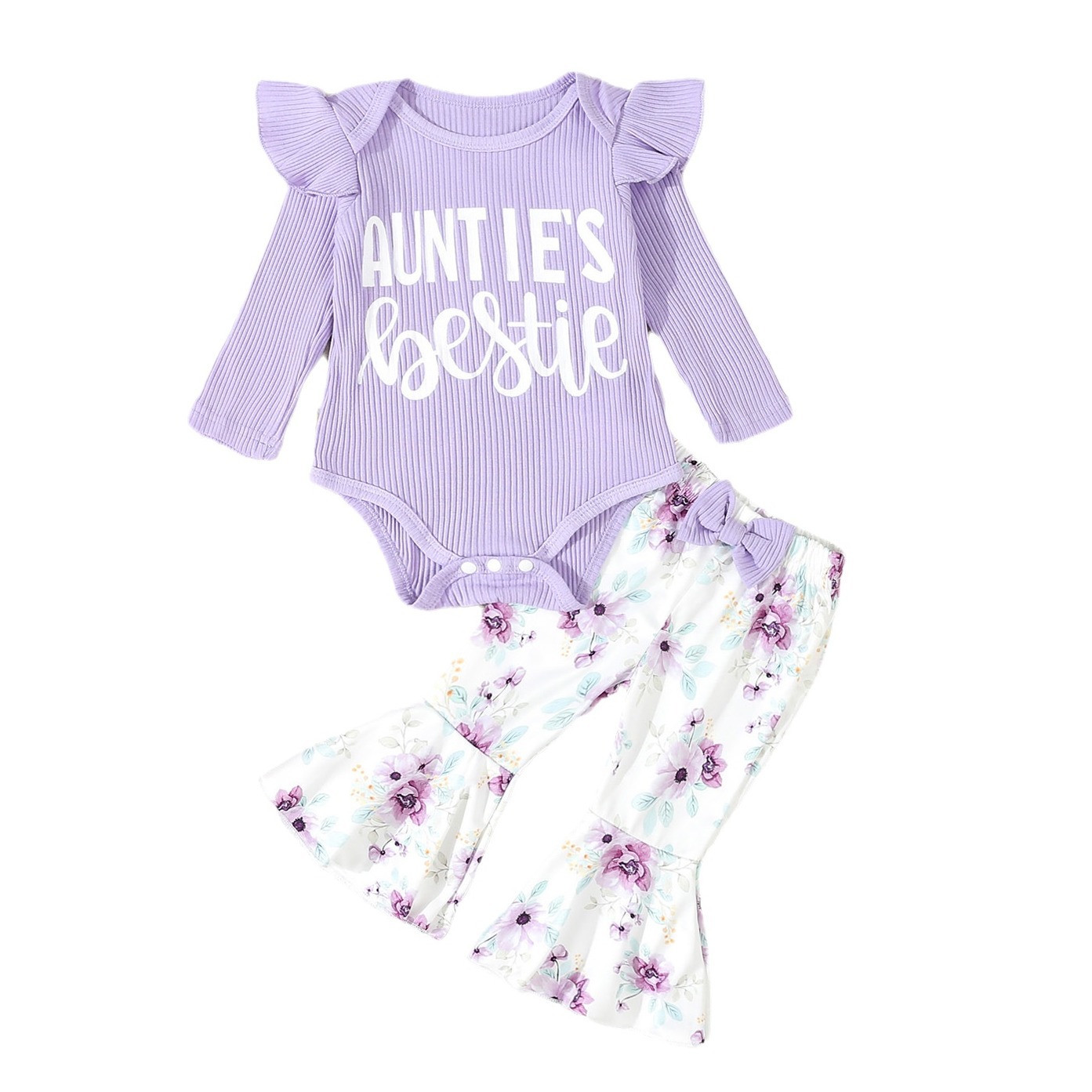 Baby oneie children' clothing, long crawling clothe for infant and young children, two-piece et of bell bottom_voghion.com