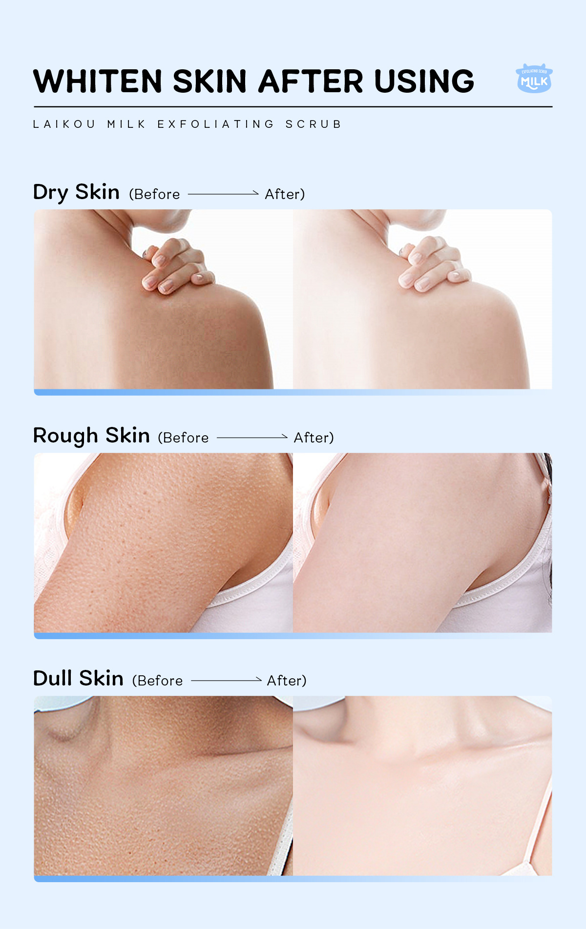 Manufacturer's in-stock cross-border LAIKOU milk Scrub 90g brightening skin tone, hydrating and moisturizing undefined
