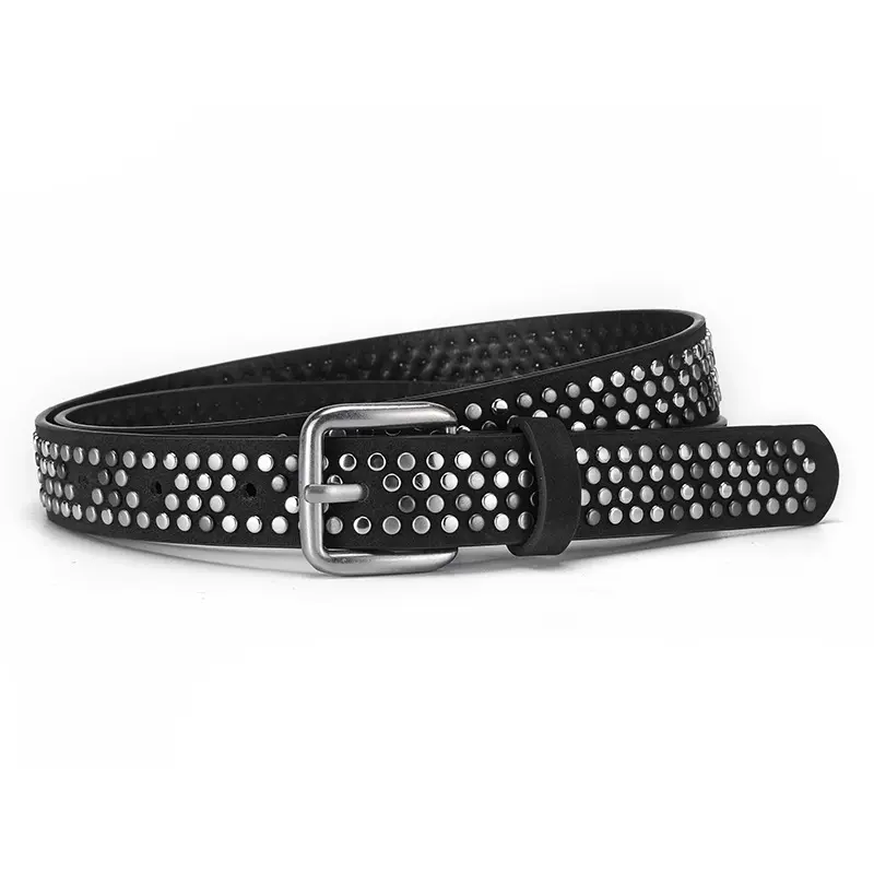 新款时尚朋克系列皮带铆钉装饰裤腰带欧美休闲腰带时尚针扣腰带女