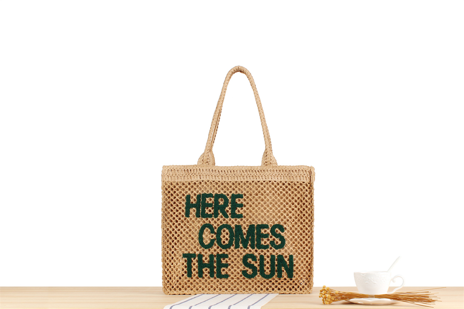 Unisex Large Paper Letter Streetwear Zipper Straw Bag display picture 4