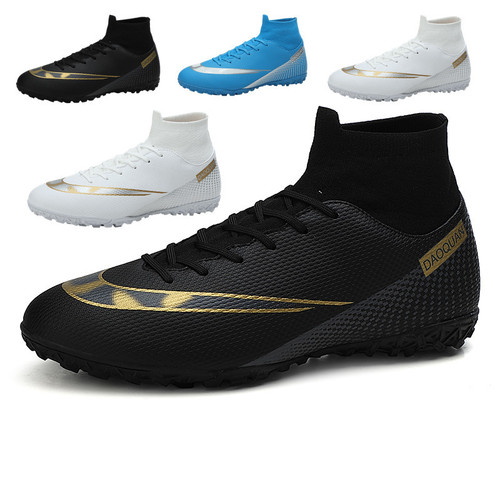 Cross-border large size football shoes men's high-top youth student competition training shoes artificial grass long broken nails mandarin duck shoes