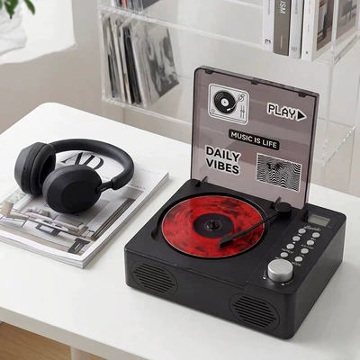 Album Bluetooth Speaker Integrated, Car CD player - matte-black-flagship-model-dual-speakers-dual-diaphragms-studio-sound-effects-bluetooth-usb-drive-tf-card-radio-function