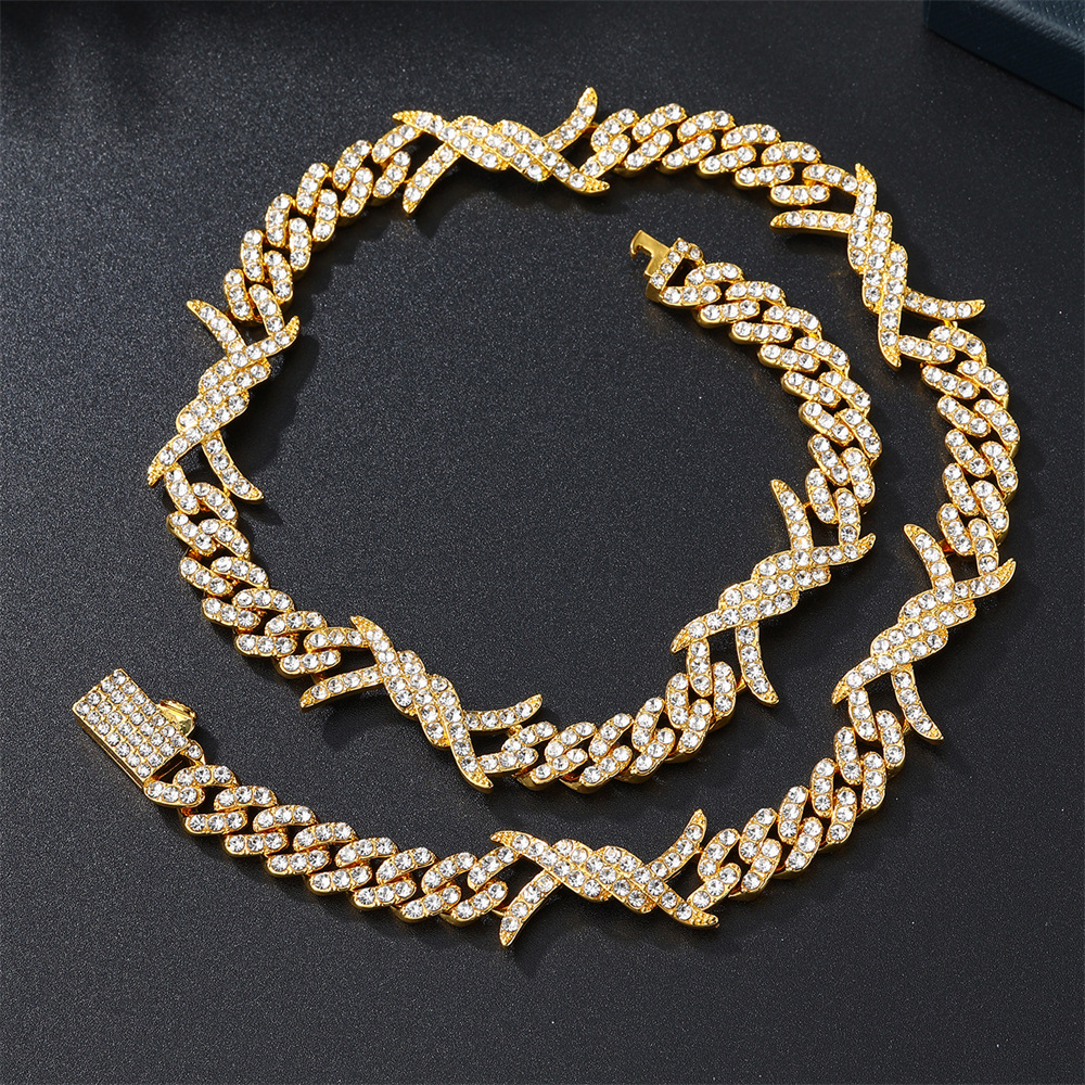 48g Weight Zircon Inlay Material Necklace Classification Alloy Chain Material 1 Piece Quantity Holiday Occasion Alloy Material Solid Color Pattern All Seasons Season Unisex Gender Inlay Design Hip-Hop Style Hip-Hop Solid Color Alloy Inlay Zircon Unisex Necklace Men Chain Necklaces 4