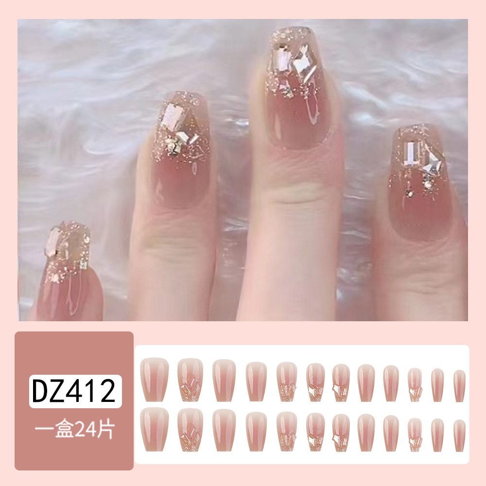 Armor portátil hecho a mano al por mayor champán noche flash uñas uñas parche de uñas uñas terminado uñas extraíbles