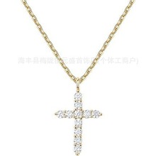 欧美s925纯银十字交叉架吊坠锁骨链跨境小众复古个性饰品百搭配饰