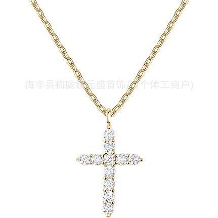 欧美s925纯银十字交叉架吊坠锁骨链跨境小众复古个性饰品百搭配饰