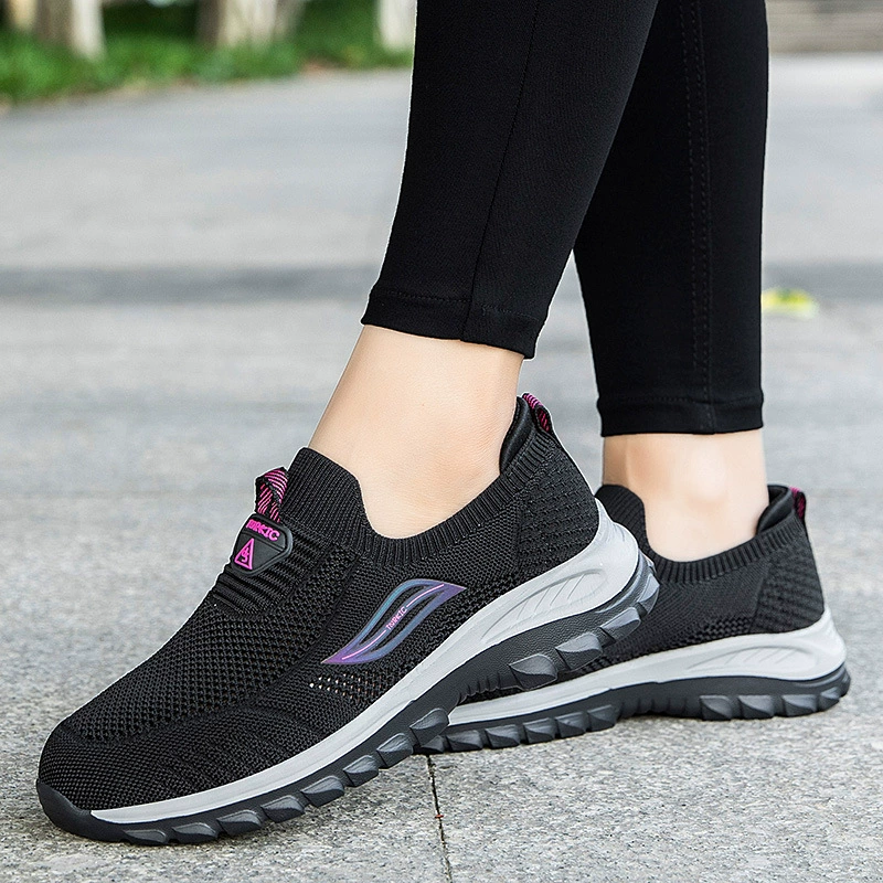 Летняя сетчатая дышащая повседневная прогулочная обувь без шнурков Сетчатые кроссовки для пар Обувь больших размеров на мягкой подошве для пожилых людей