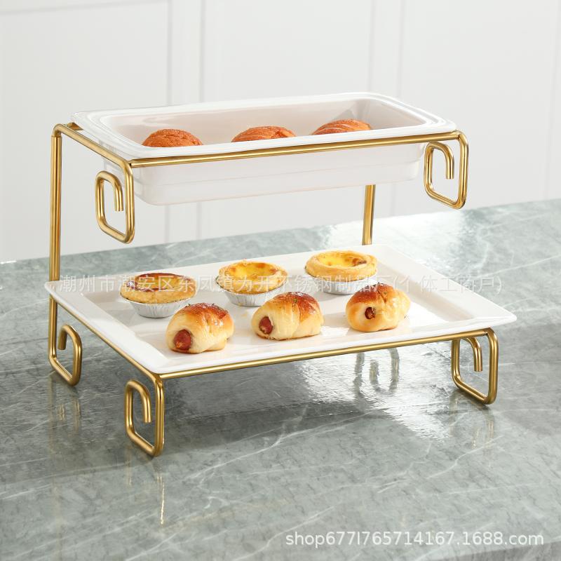 Placa de buffet, estante de exhibición de pasteles, platos de frutas de hotel, postres de salón de estilo europeo, estante de postres simple