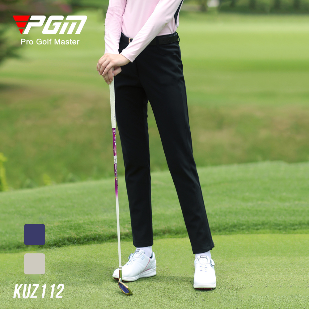 Quần golf nữ dài ống đứng mùa thu chống lạnh — KUZ112-Quần Golf Nữ Kaki, KUZ112-Quần chơi gôn nữ màu xanh nước biển, KUZ112-Quần Golf nữ màu đen