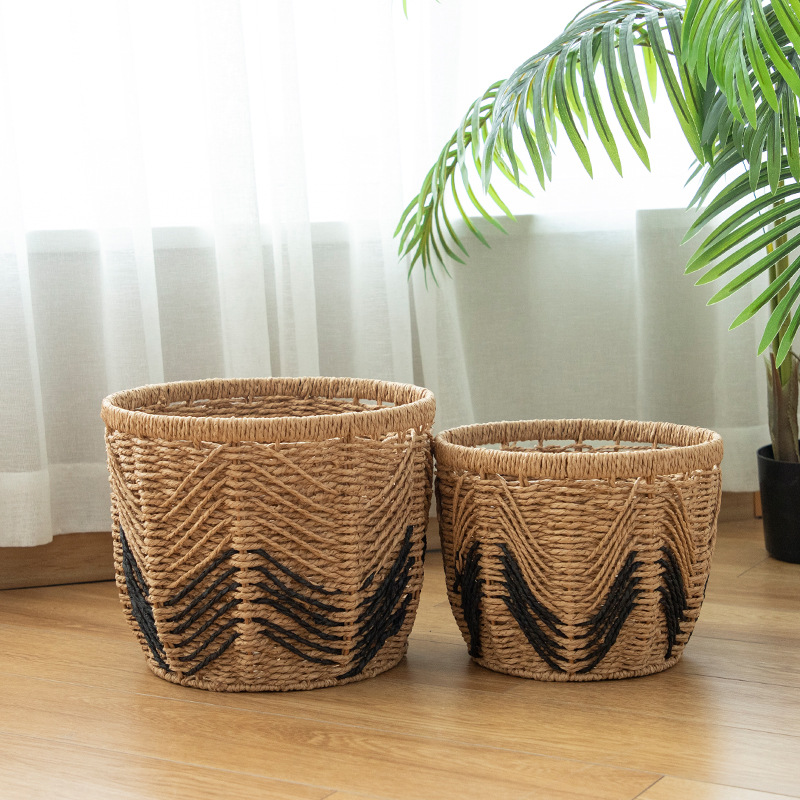 北欧风纸绳收纳筐客厅零食玩具整理脏衣篮家居装饰手工编织收纳篮