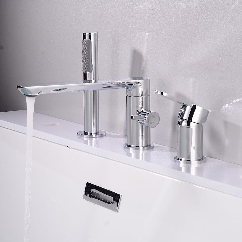 All-copper gun, grey bathtub faucet, side-mounted split hot and cold water faucet, three-piece set, bathroom showerhead, rotatable undefined