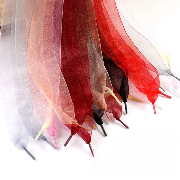 Wholesale Chiffon Shoelace Silk Shoelace German Training Shoes Casual Shoes Canvas Shoes Organza ins Flat Shoelace Rope