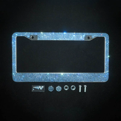 License plate holder/license plate holder, diamond-studded US standard license plate frame - round-hole-acrylic-drill-light-blue