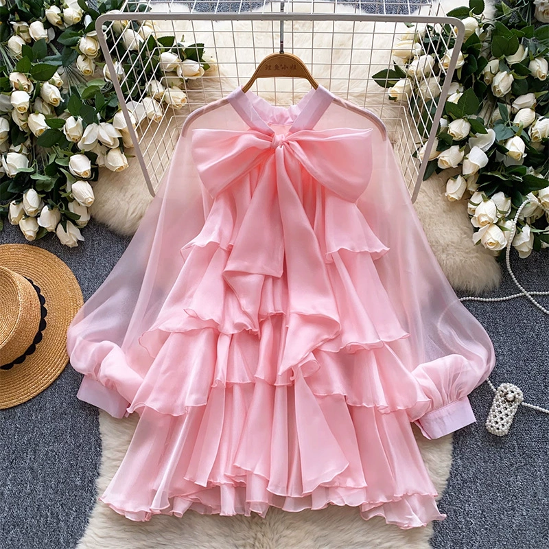 Женская рубашка с рукавами-фонариками во французском стиле ретро, ​​летний дизайн с рюшами и воротником-бабочкой, нежная атмосфера, модный женский топ