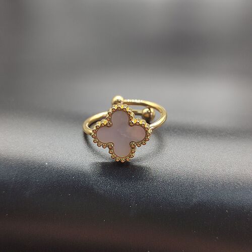 four-leaf clover adjustable open ring 18K gold fashion versatile design sense ring