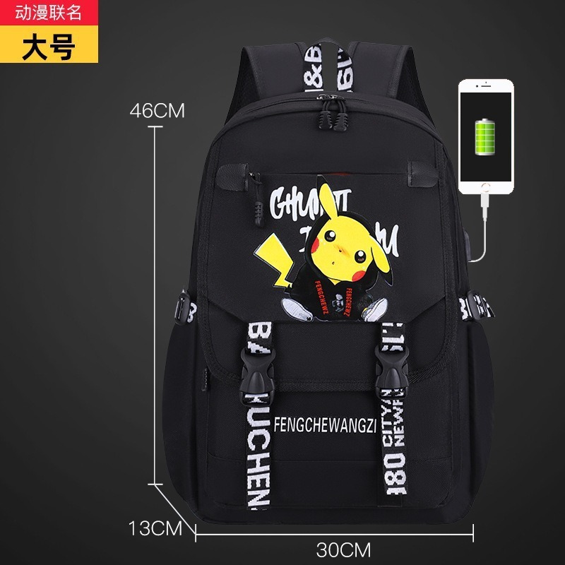 Venta al por mayor de nuevas mochilas escolares Pikachu para estudiantes de primaria, 3-6 grados, reducción de la carga, mochilas escolares para niños, mochila de gran capacidad recargable