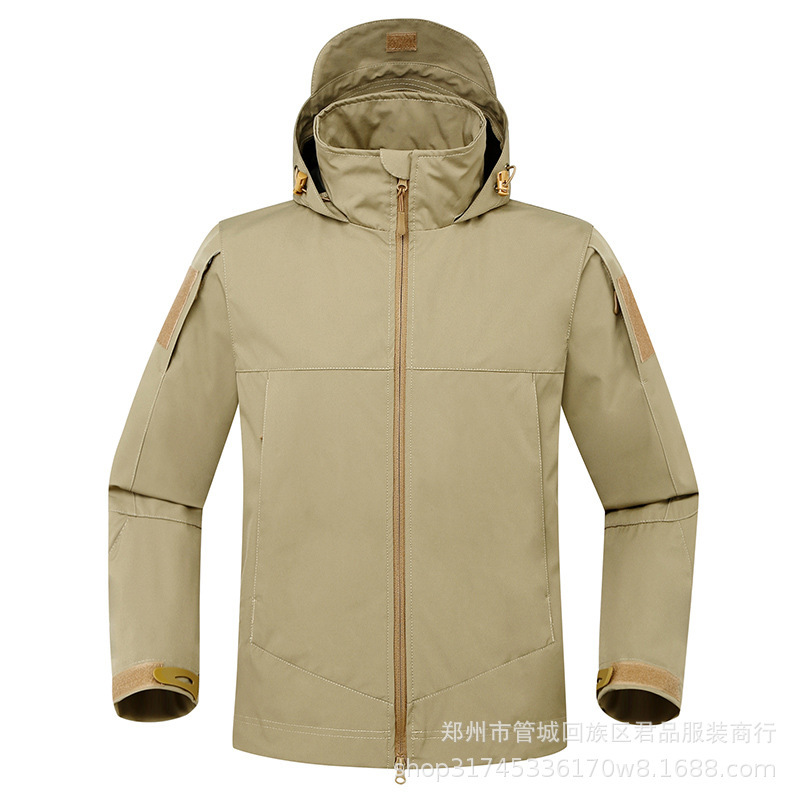 Foreign Trade Men's Thin Soft Shell Jacket Outdoor Fishing and Mountaineering Clothing Windproof and Rainproof Multi-Pocket Jacket