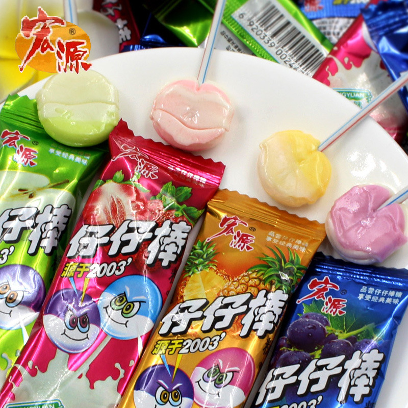 Honyuan Baby Pop Fruit Mix Flavor Internet Pop Candy Childhood Candy Childhood Snack 24 Boxes/Case