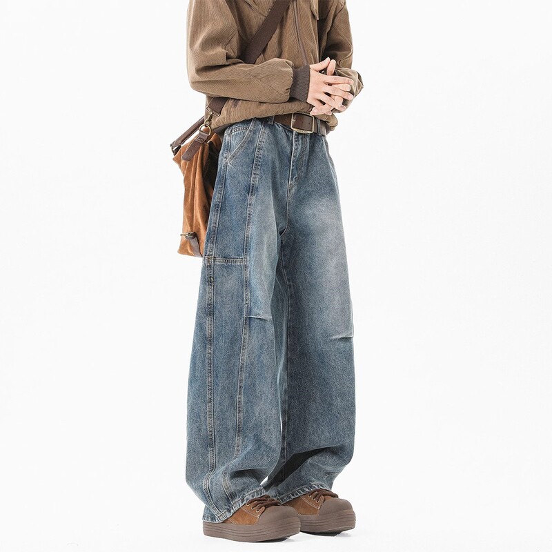 American Washed Jeans Men's Spring and Autumn New Gradient Old All-match Teenagers Loose Straight Pants