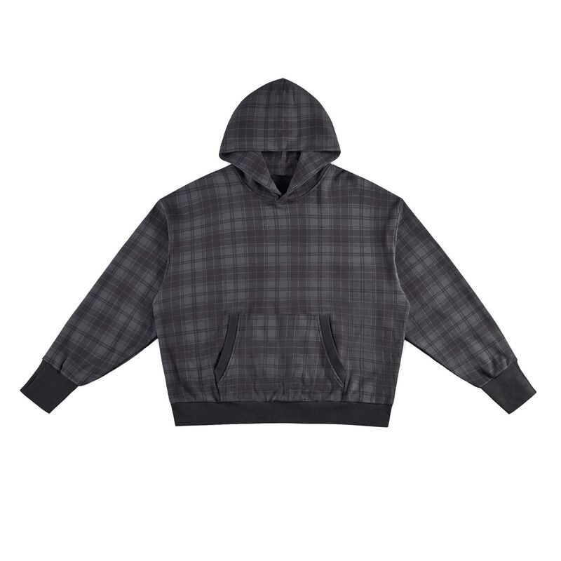 New Gothic style ins high street retro pure cotton plaid hooded sweatshirt for autumn and winter, unisex loose hoodie New Gothic style ins high street retro pure cotton plaid hooded sweatshirt for autumn and winter, unisex loose hoodie