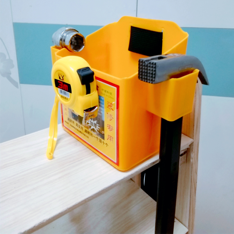 Caja de clavos de carpintería de plástico, clavos de tierra, riñonera de cubo, caja de herramientas portátil, caja de cintura de bolsillo de clavos engrosados multifunción de rejilla doble