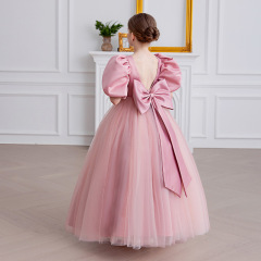 跨境专供女童钢琴晚礼服生日派对泡泡袖蓬蓬公主裙儿童演出连衣裙