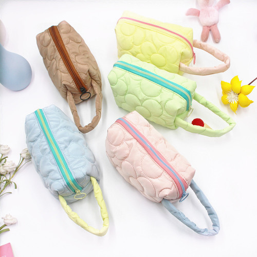 ins cosmetic bag women's large-capacity pencil bag multi-functional washing portable storage bag candy color simple hand wallet