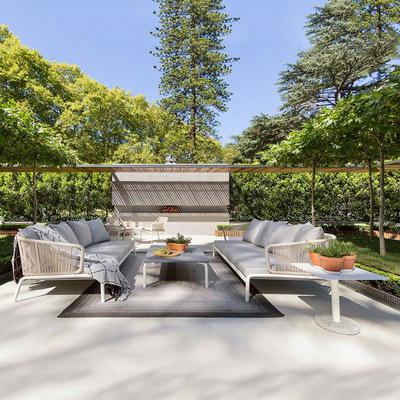 Nórdico al aire libre sofá diseñador patio al aire libre jardín doble balcón sofá de ratán pequeño apartamento acostado cama ocio