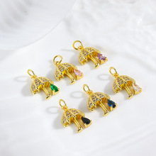 欧美创意设计铜雨伞镶锆石水滴吊坠 手链项链耳环DIY饰品配件制作