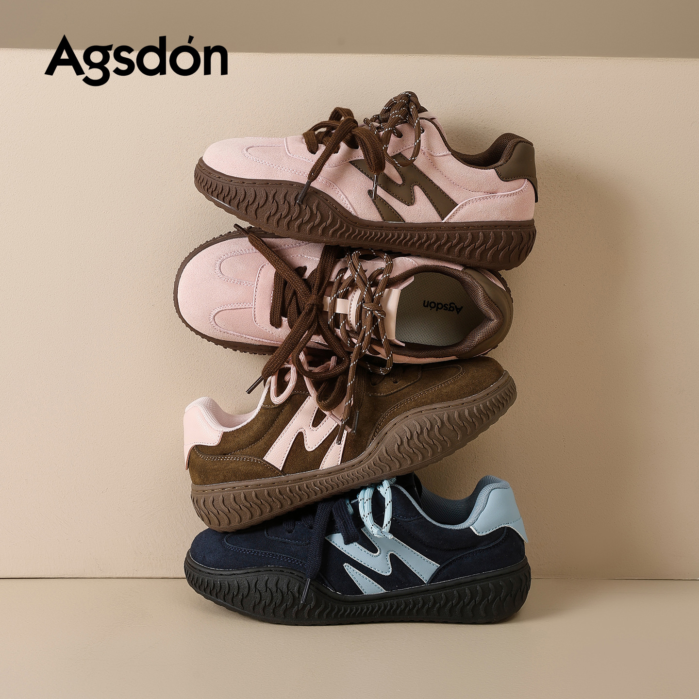 Augu Shiden retro zapatos de entrenamiento de mujeres 2026 primavera nuevo tipo de suela gruesa Gump zapatos casuales marrones suaves