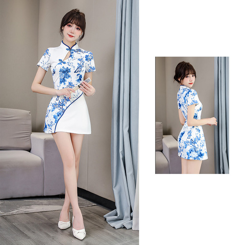 7357 New style foot massage shop sauna massage foot bath technician work clothes women's suit sexy uniform cheongsam retro