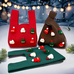 F 71318 Christmas Knit Gift Tote Bag �}�Qᘿ��YƷ�����