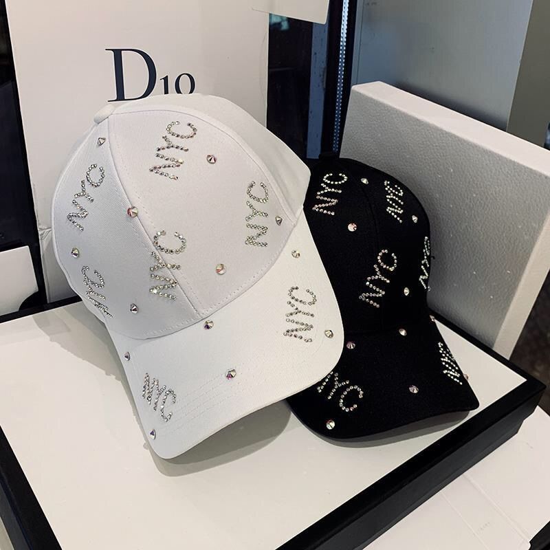 Nieuwe lente zomer hoeden Dames strass casual en veelzijdig China-Chic Zonnebrand zonnehoed Letter baseball pet_voghion.com