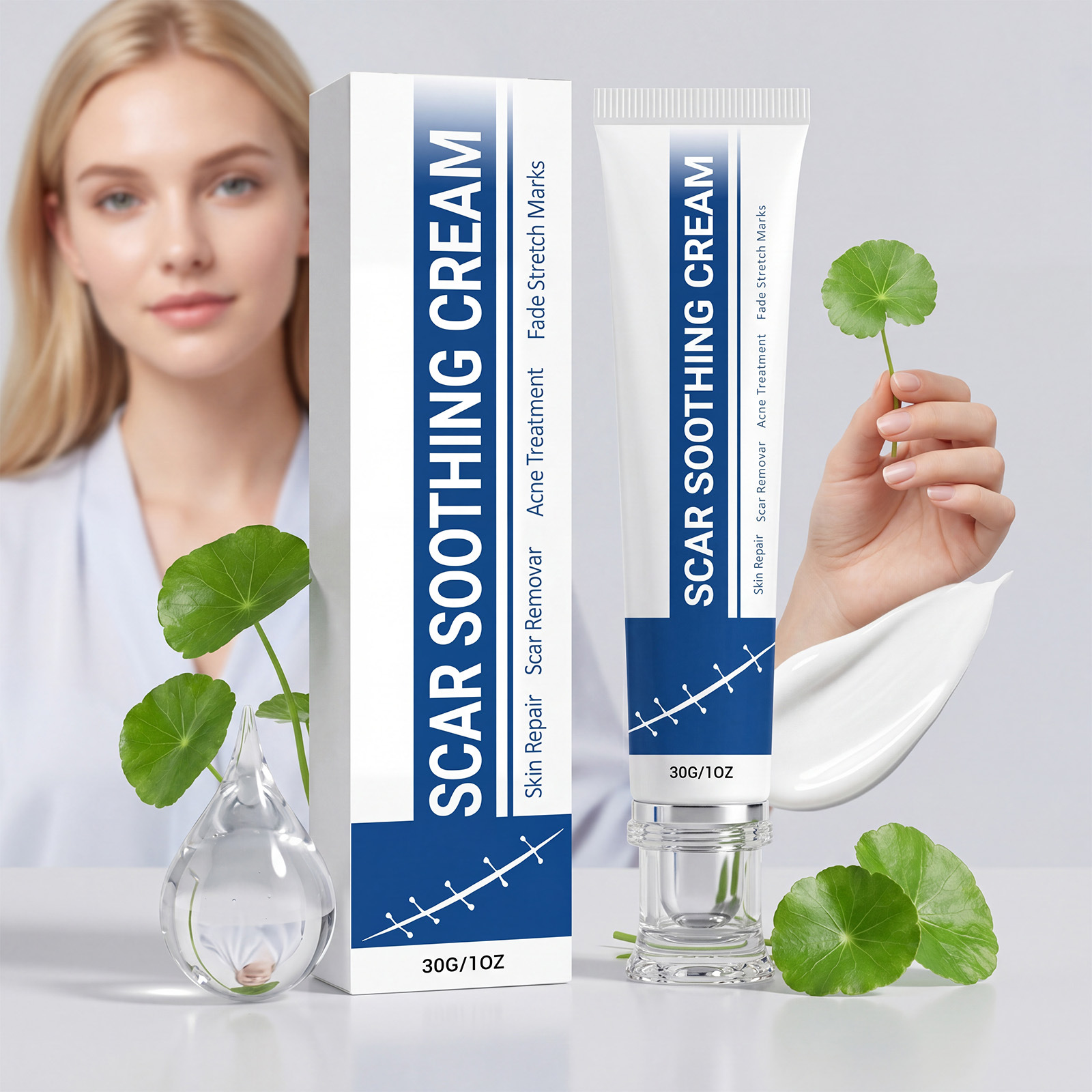 Skin Soothing and Moisturizing Cream. the Texture Is Light and Easy to Apply, Non-Sticky, Suitable for Both Face and Body