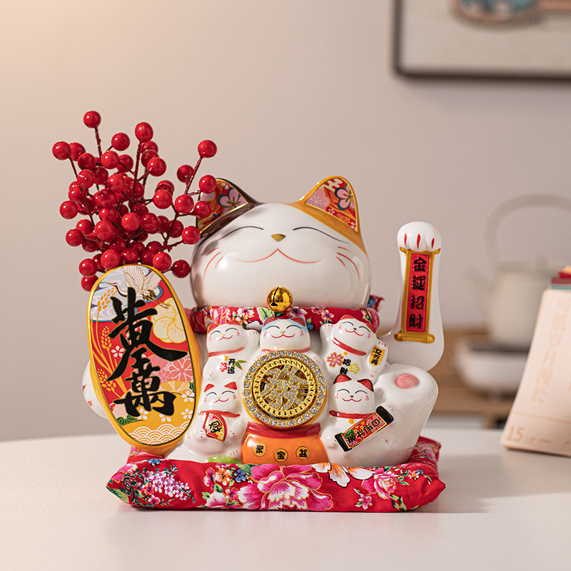 Ceramic shaking hand lucky cat decoration opening Big Small size store cashier home living room gift automatic waving Ceramic shaking hand lucky cat decoration opening Big Small size store cashier home living room gift automatic waving