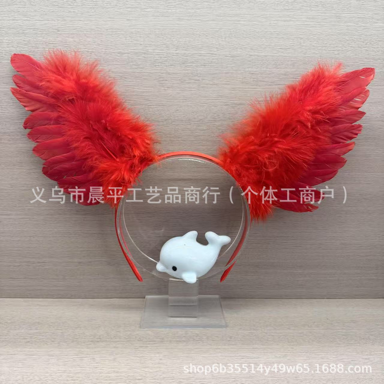 붉은 천사 날개 머리띠