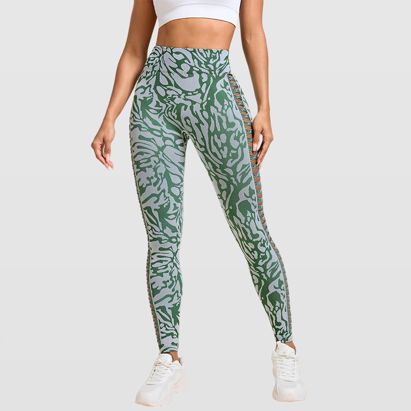 Nuevos pantalones de yoga de cadera de melocotón huecos, pantalones deportivos antideslizantes de cintura alta para mujer, pantalones de fondo deportivo de fitness para correr
