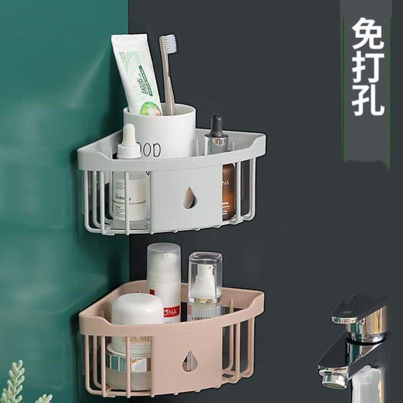 Bathroom Storage Rack Small Size Kitchen Bathroom Wall Punch-Free Triangle Corner Corner Wall-Mounted Toilet