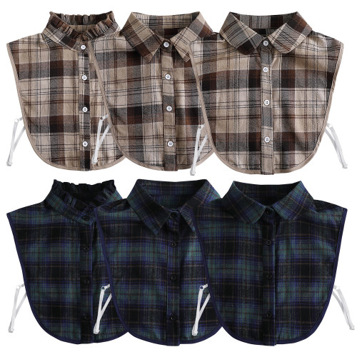 New style cotton plaid short shirt collar decorative pointed collar shirt fake collar